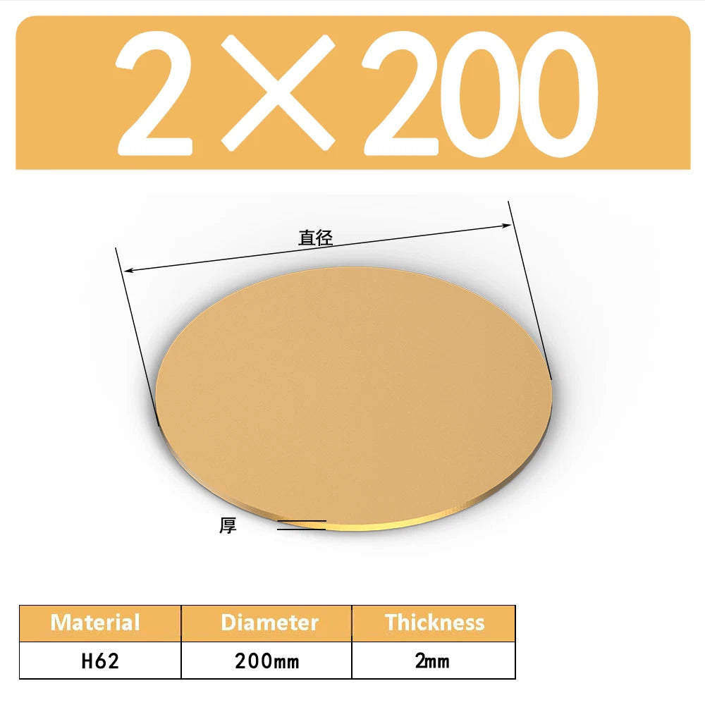 H62 Solids Brass Discs Blanks Metal Round Sheets OD 10mm-300mm Thick 0.3mm-4mm