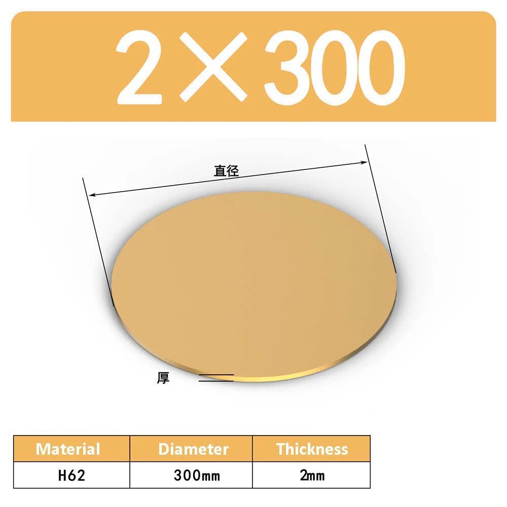 H62 Solids Brass Discs Blanks Metal Round Sheets OD 10mm-300mm Thick 0.3mm-4mm