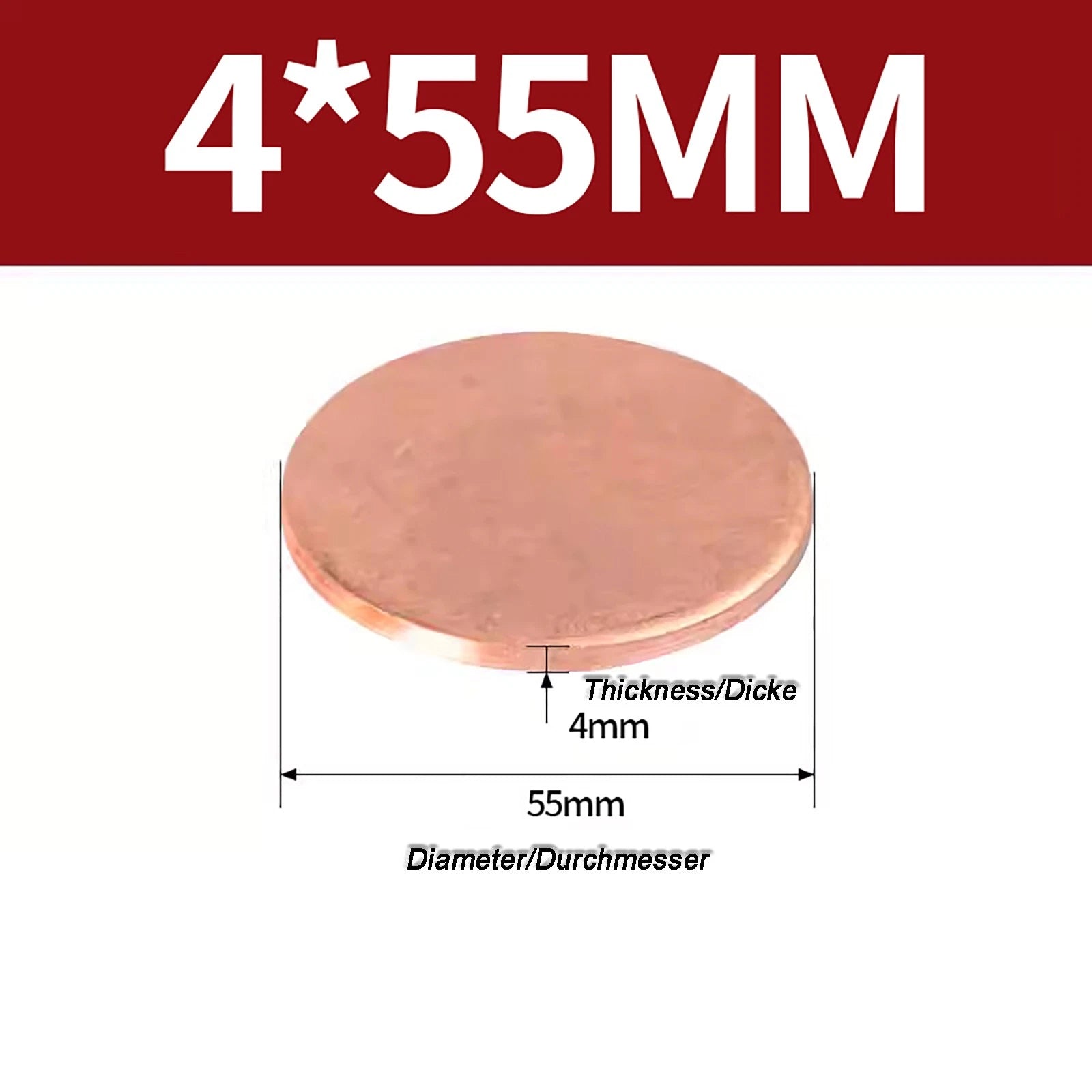 Solid Pure Copper Discs Blanks Round Plate Metal Sheet Thick 0.3~6mm Ø10mm~150mm