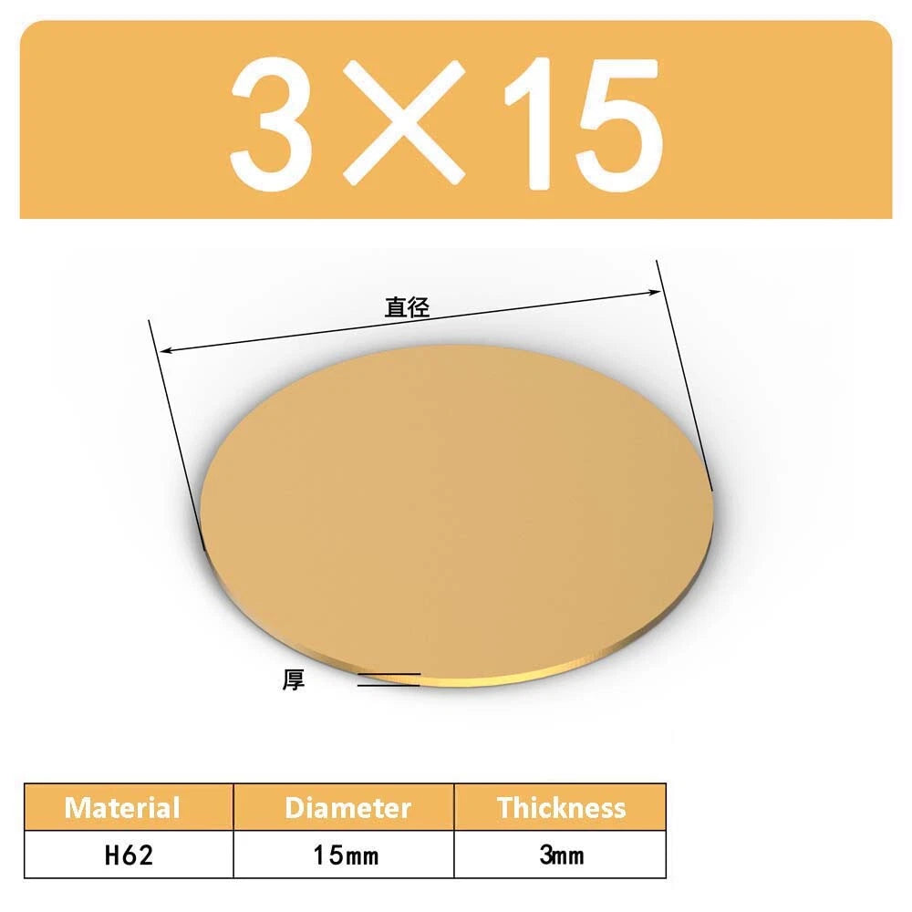 H62 Solids Brass Discs Blanks Metal Round Sheets OD 10mm-300mm Thick 0.3mm-4mm