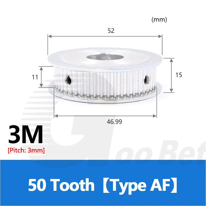 3M 10mm Timing Belt Drive Pulley 3mm Pitch 15-50 Tooth 4-20mm Bore HTD Aluminium