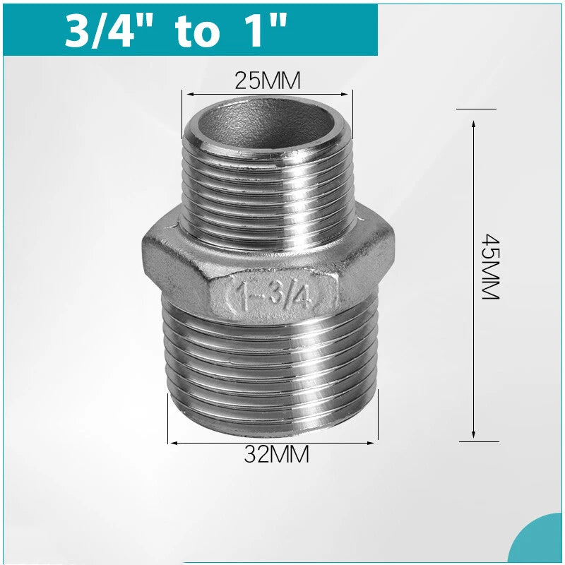 A2 Stainless Steel BSP Male to Male Hex Nipple Pipe Fittings