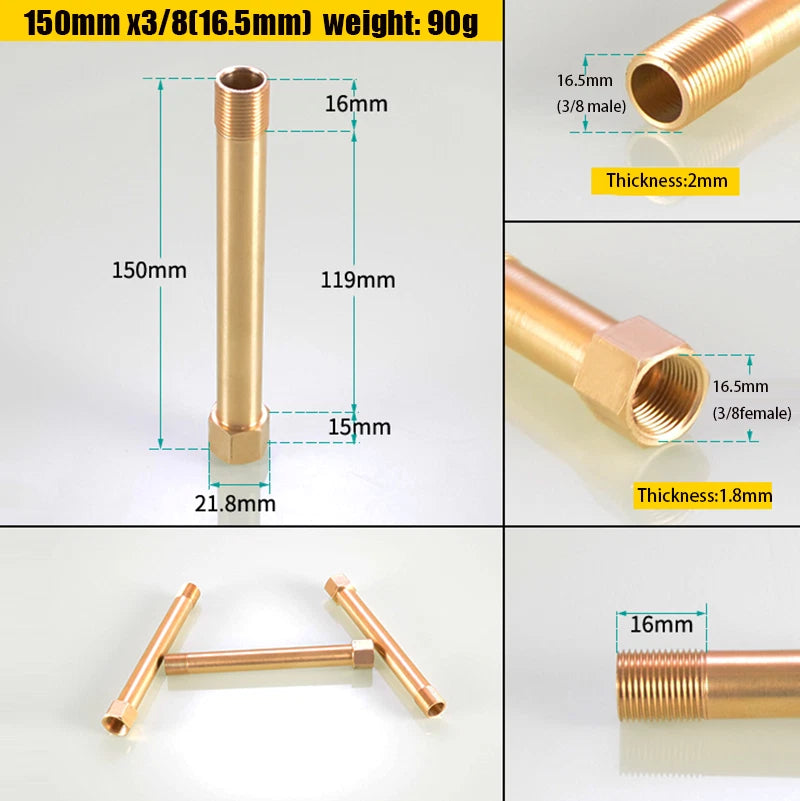 Brass BSP Extension Pipe Nipple Adaptor — Male to Female 1/8" 1/4" 3/8", 50–150mm