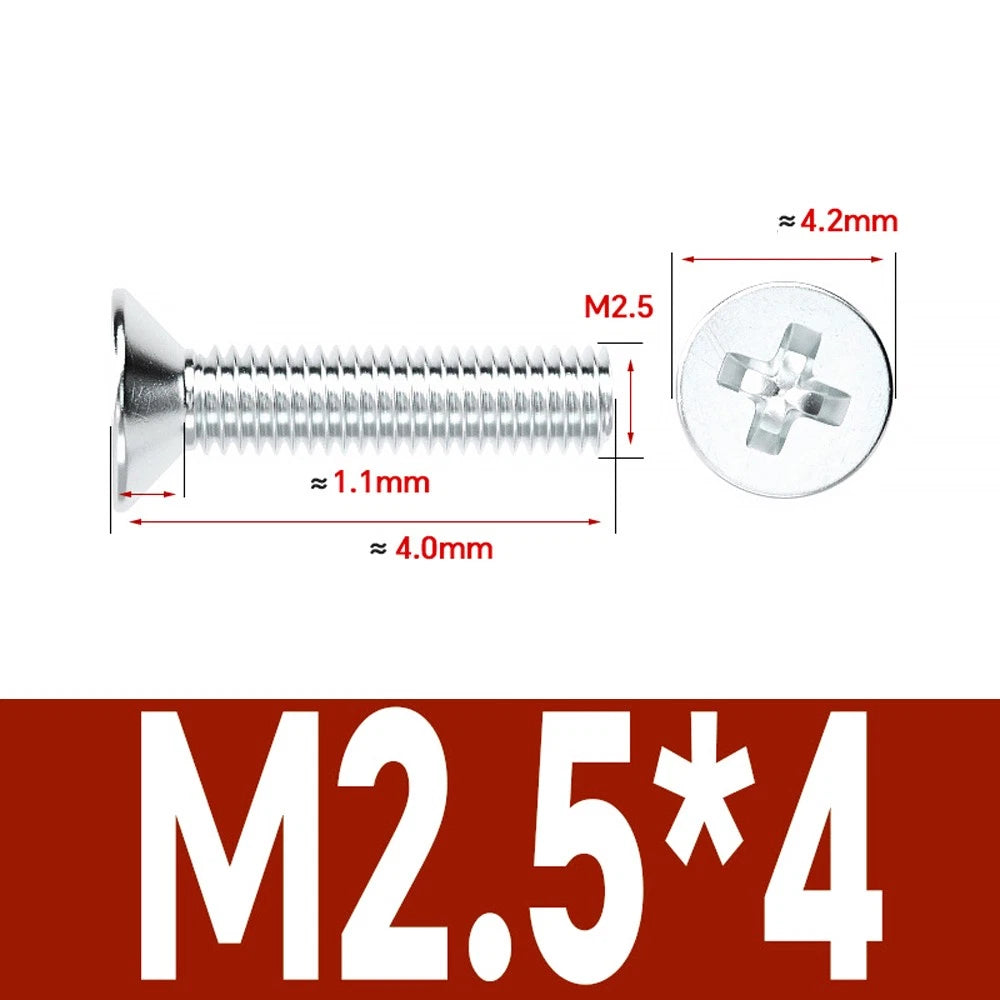 Countersunk Phillips Machine Screws – M2 to M12, White / Colour Zinc Plated, Carbon Steel