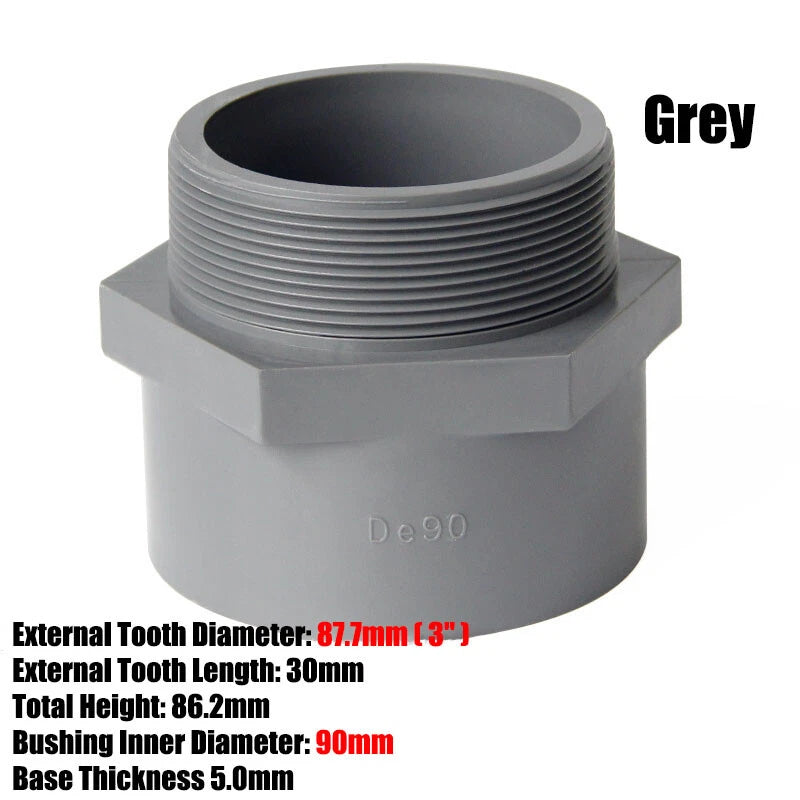 1 2" to 2" PVC Nipples Threaded Pipe Fittings Connector BSP Male Adapter Grey