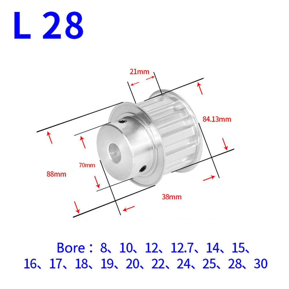L-Type 10T-30T Timing Belt Pulley Pitch 9.525mm With Keyway CNC Drive Width 21mm