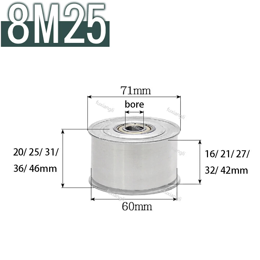 HTD-8M Timing Belt Drive Tensioner Pulley Width 16/21/27/32/42mm Idler Pulleys