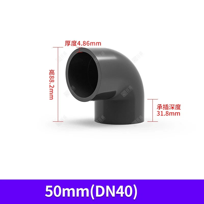 UPVC PVC Pipe Fittings Tee Straight Elbow Plumbing Couping ID 20-50mm Dark Grey