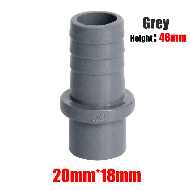 Pagoda 20mm 25mm PVC Pipe Connector Fittings Adapter To Hose OD 5mm~20mm Grey