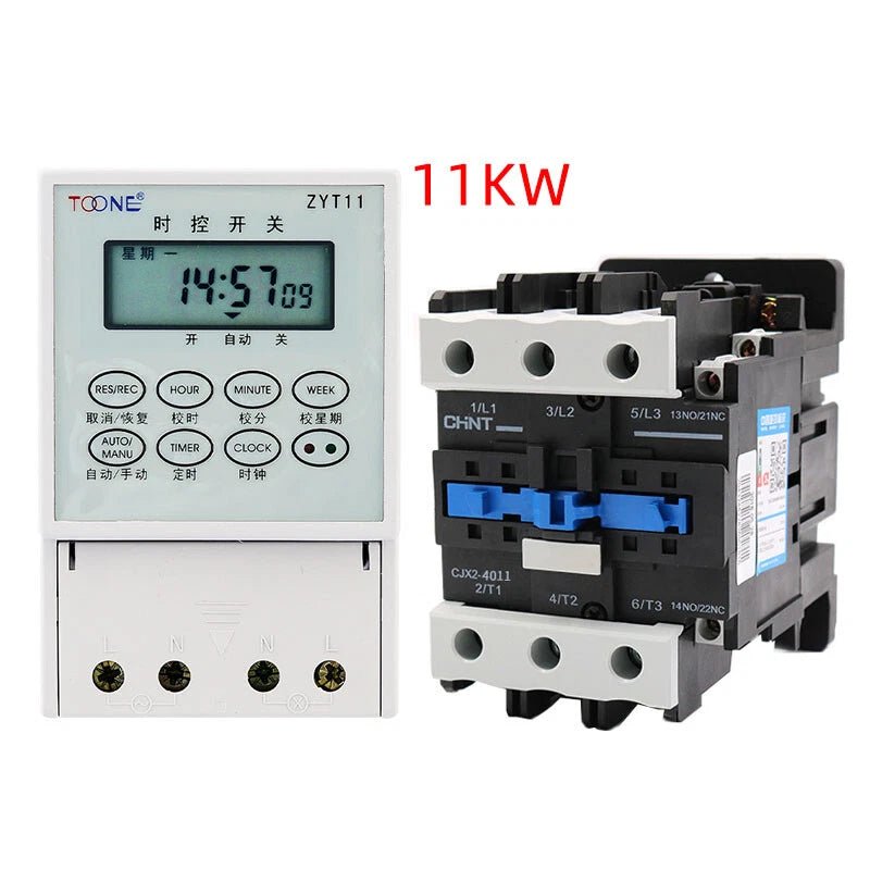 Time Switch AC 220V Timer + Contactors 2.2KW - 25KW for Street lights Billboards - HomeDIYer