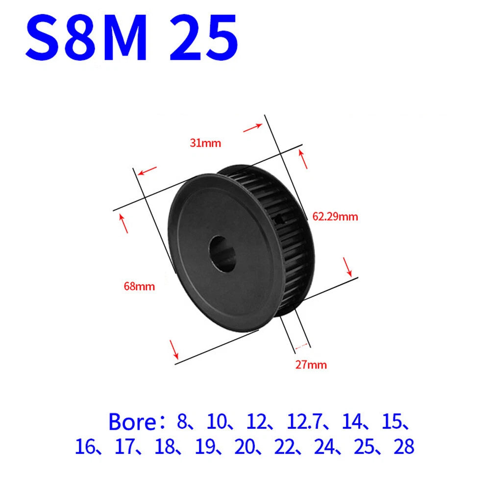 STS S8M 10T-40T Timing Belt Pulleys Pitch 8mm Teeth Width 27mm AF-type 45# Steel