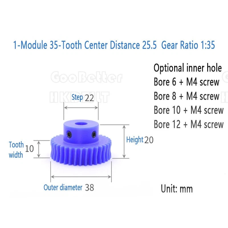 Mod 0.5 1 Nylon Plastic Worm Gear Wheel 15 - 80 Tooth Nylon Worm Shaft Precision