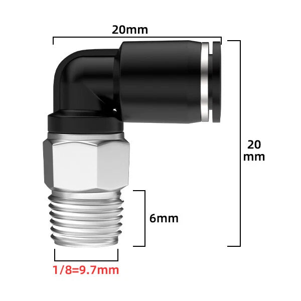 Male Thread Elbow Push-in Pneumatic Fitting | Micro Swivel Air Hose Connector