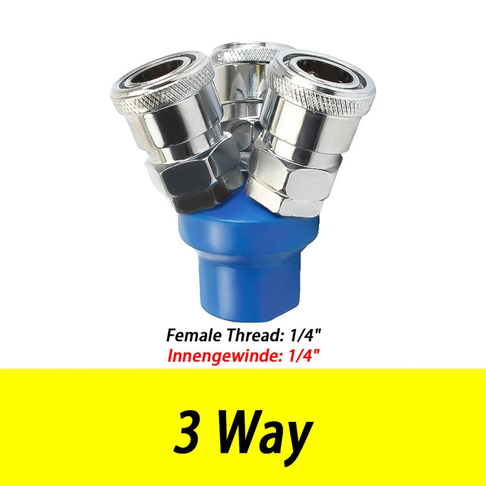 2 3 Way 1 4" Bsp Air Line Hose Compressor Y Splitter Coupling Connector Airline