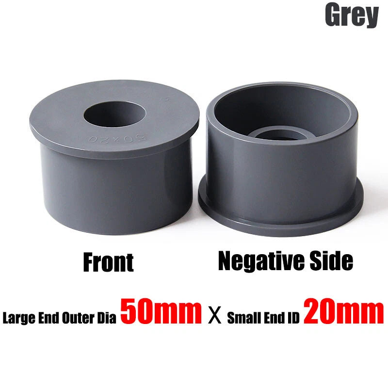 20mm to 90mm PVC Pipe Eccentric Reducing Bushing Fittings Connector Joints Grey