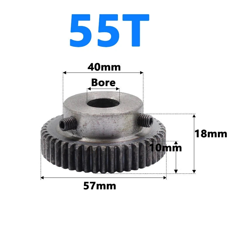1 Mod 1M Spur Gear With Step 31-125T Teeth Transmission Spur Gear 45# Steel