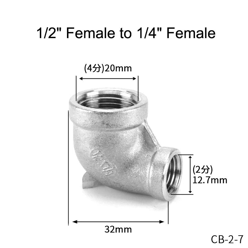 Stainless Steel BSP Reducer 90° Elbow Fittings — 1/8" to 1" Male & Female