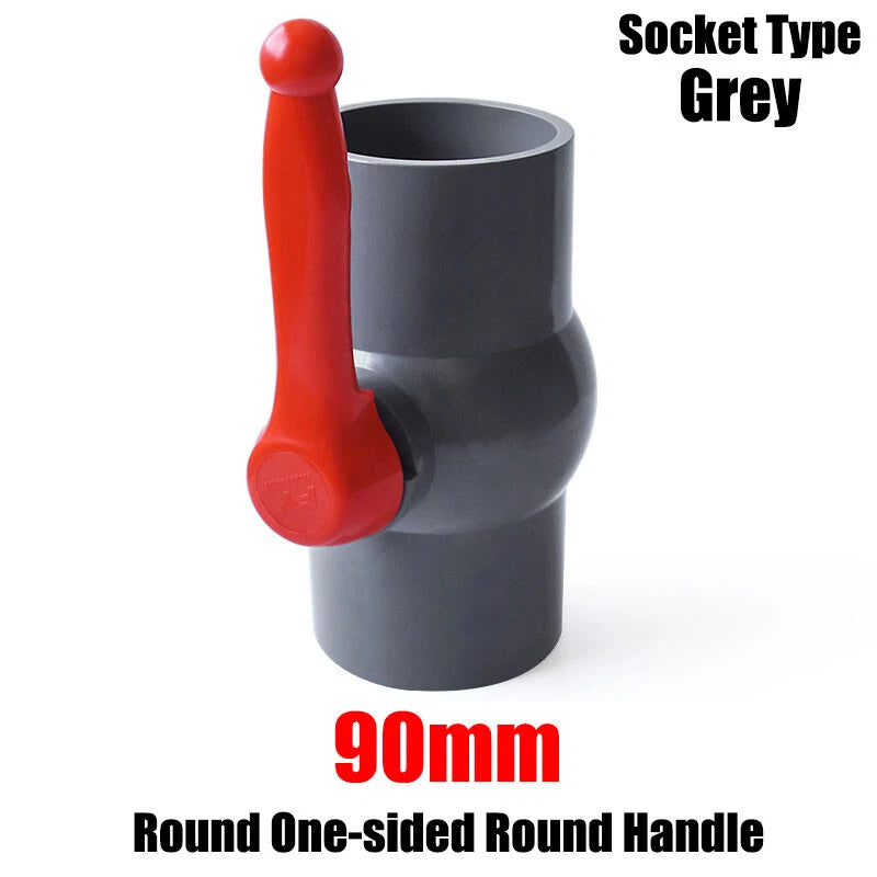 PVC Pipe Fittings 20mm-90mm Ball Valve Socket Solvent Weld-Female Thread Grey