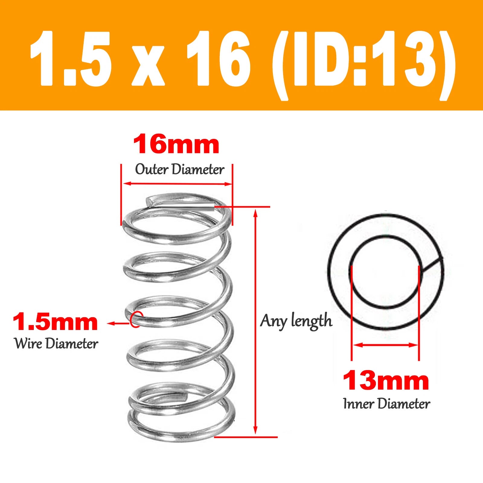 1.5mm Wire 304 Compression Spring Small 16mm-30 mm Diameter Pressure Compressed