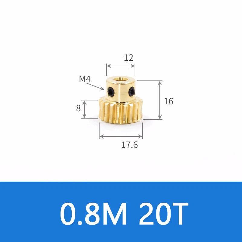 Brass Worm Wheel Gear 0.5/0.8/1/1.5 Module Transmission Gear Worm Rod Gear Shaft