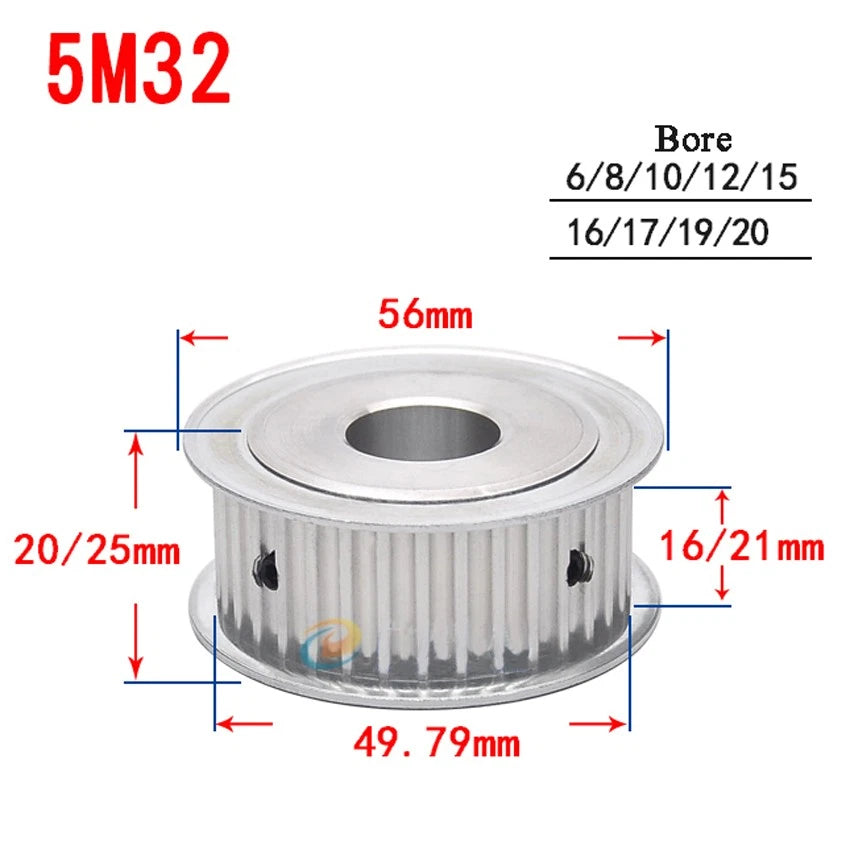 HTD-5M 10T-60T Timing Belt Pulley AF-Type Bore 5-25mm, For 15mm Width Belt