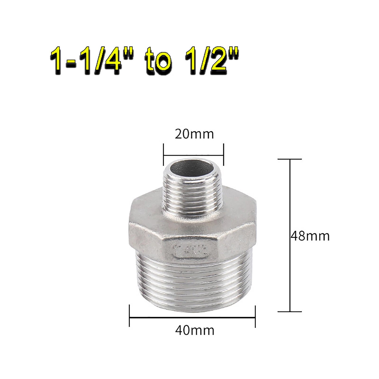 BSP Male to Male Reducing Hex Nipple 304 Stainless Steel Pipe Connector