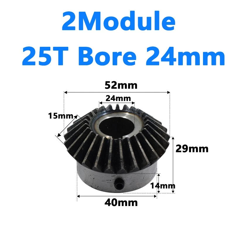 Bevel Gear 2 Module Ratio 1:1 Teeth 25 30 Bore Dia 10mm 12mm 14mm 15mm 16mm-28mm