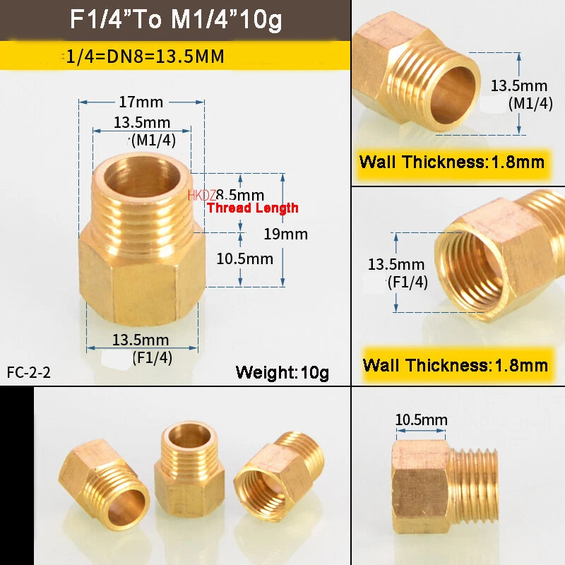1 8" BSP Brass Reducing Fittings Female To Male Thread Connector Adaptor Coupler