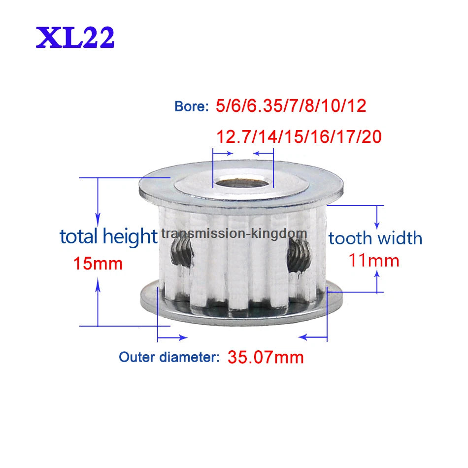 XL 10T-40T Synchronous Wheel Width 11mm Timing Belt Pulley Bore 4-20mm