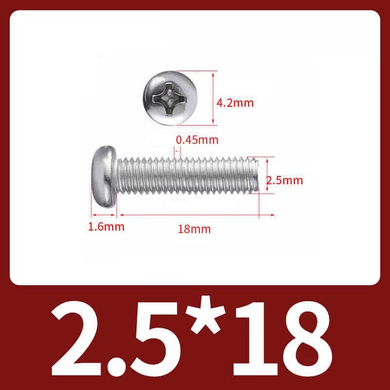 M2.5 Pozi Pan Head Machine Screws A2 Stainless Steel — Multiple Lengths - HomeDIYer