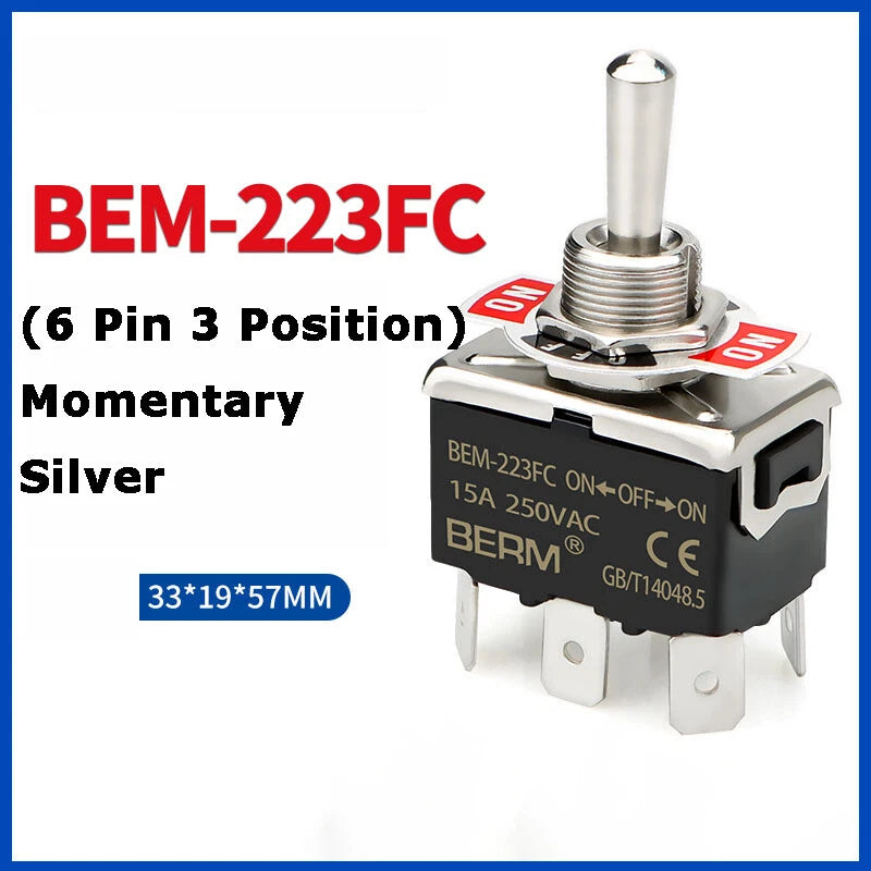 Metal Toggle Switch 250V AC 15A — On/Off Flick Switch for Dashboard & Panel (BEM / E-TEN)