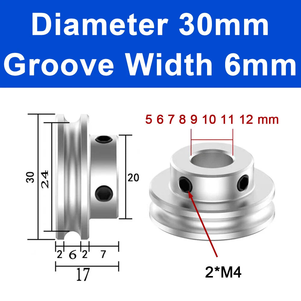 Alu U Pulley OD 20 30 40 50 60 80mm Single Groove Fixed Pulley for PU Round Belt