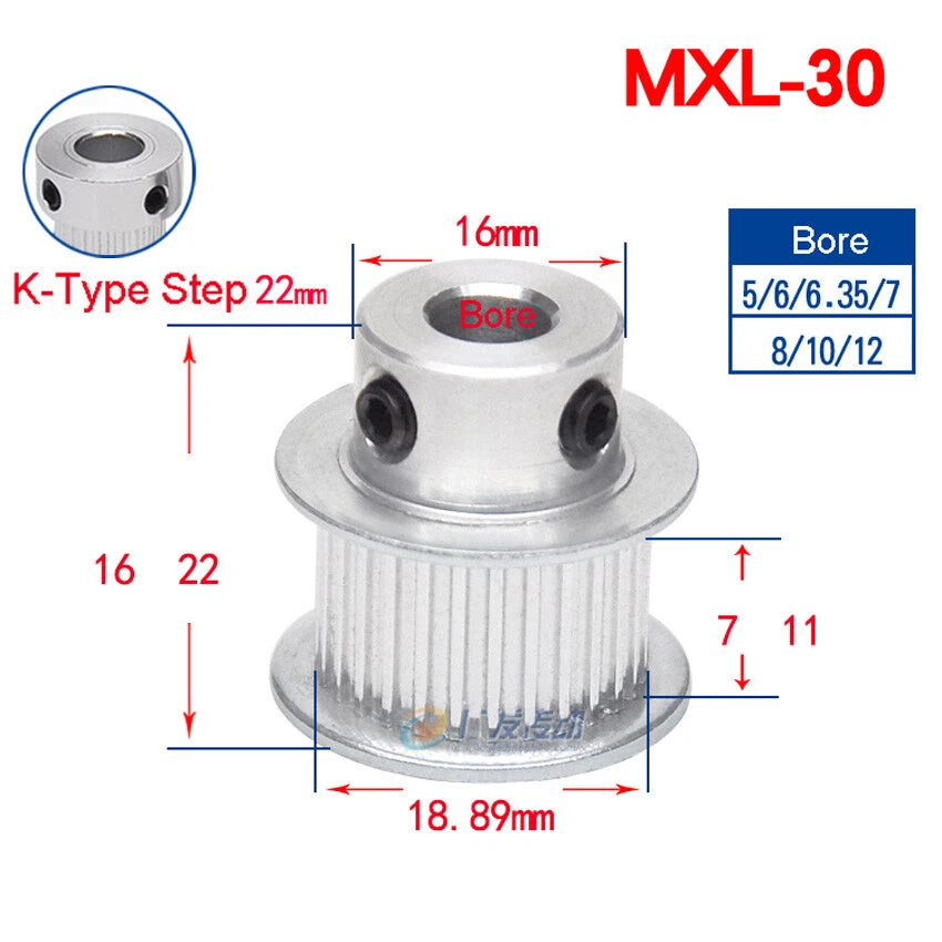 MXL 14-160Teeth Timing Belt Pulleys Pitch 2.032mm With Step For 10mm Width Belt