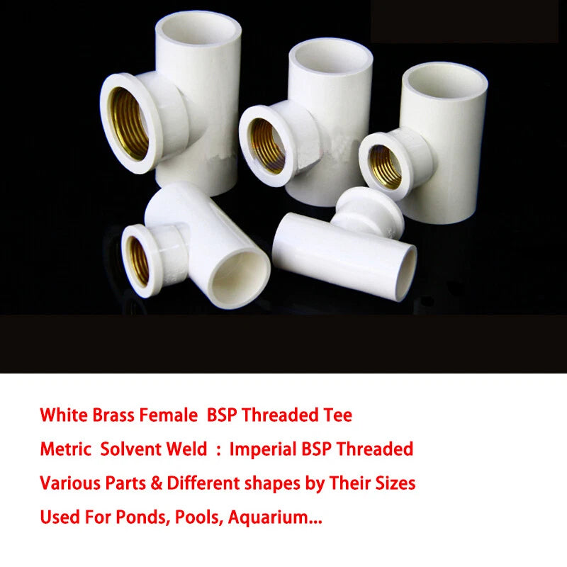 1 2" White PVC Imperial BSP Threaded Pressure Pipe Fittings Ponds Pools Aquarium