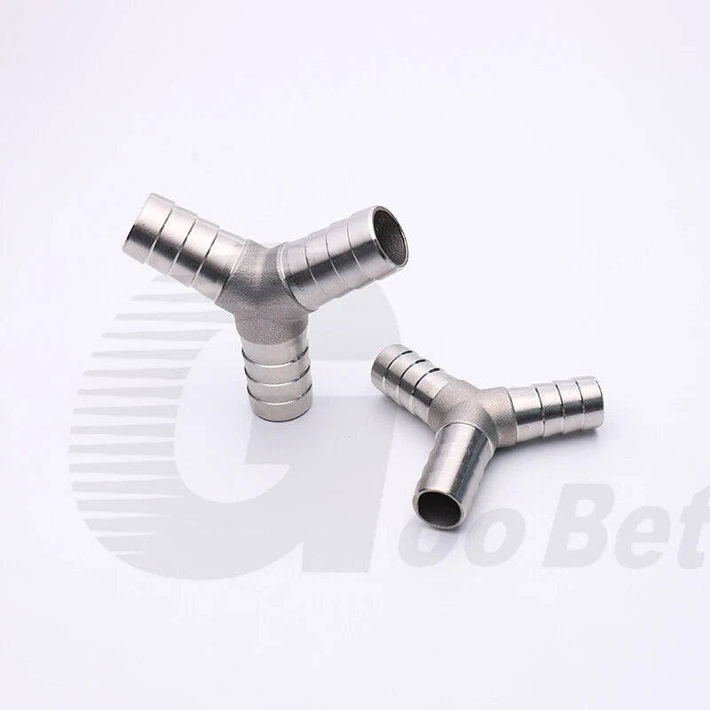 Stainless Steel Barbed Hose Connector — T-Piece & Y-Piece, 6mm–25mm