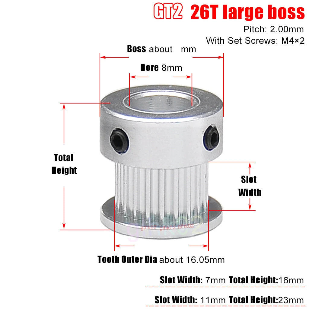 GT2 6mm Timing Belt Pulleys 16-120 Teeth 4-25mm Bore Synchronous Wheel Printer