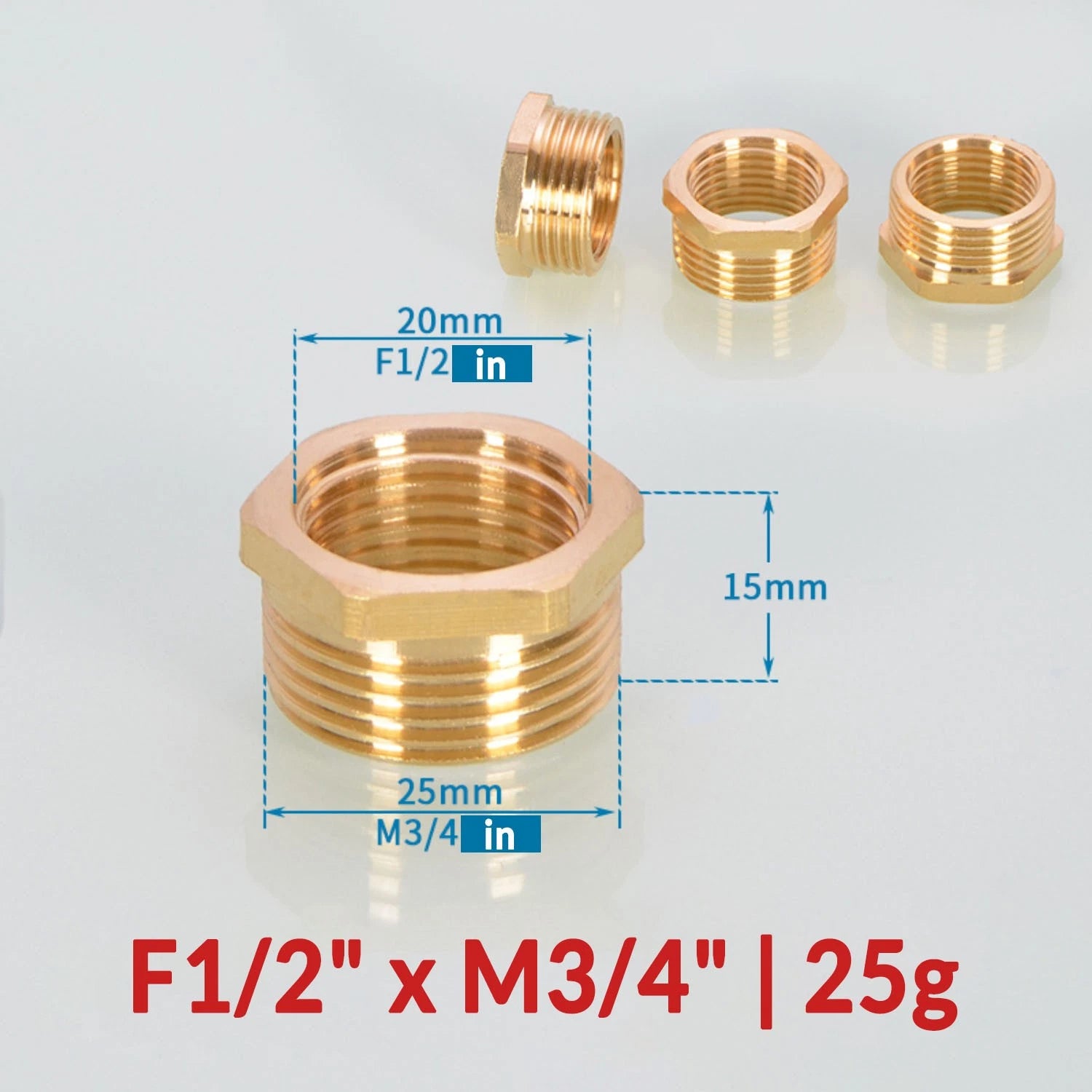 BSP Brass Reducing Hexagon Bush — Male to Female Thread Pipe Fittings