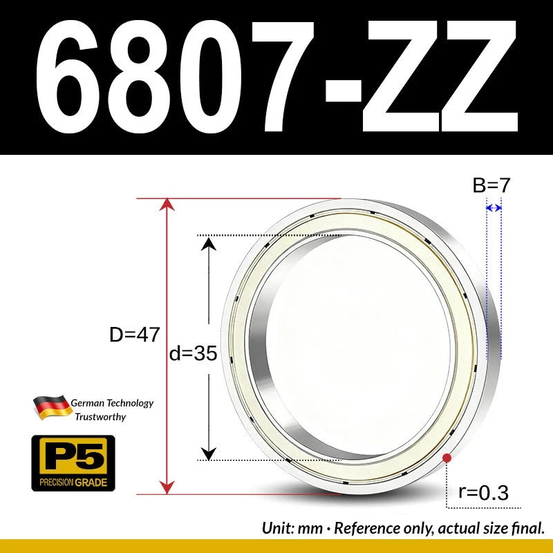Thin Wall Bearings Deep Groove Ball Bearing ZZ or RZ, ID 10-95mm, OD 19-120mm