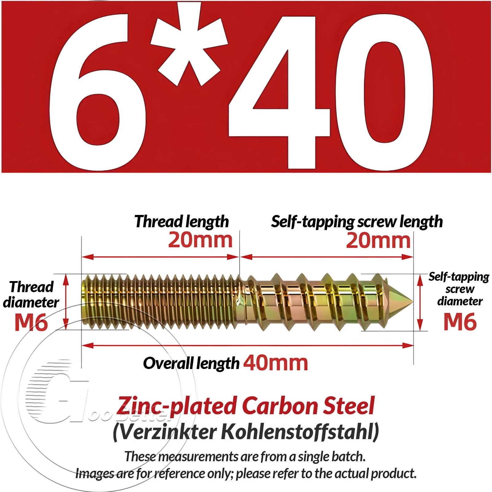 Galvanized Double-Ended Hanger Bolts M4 M5 M6 M8 M10, Wood-to-Metal Screws