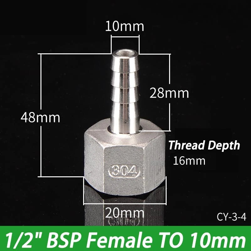 Stainless Steel Hosetails,Bsp Thread Hose Tail Barb Connector 1 8-1" Female Male