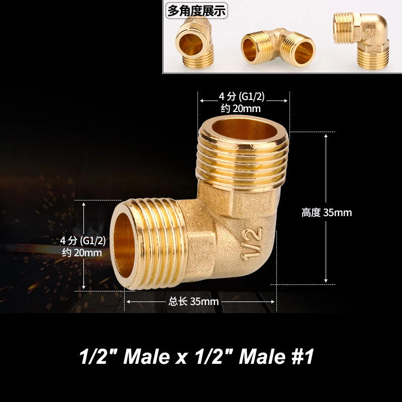 BSP Brass Pipe Fittings – Elbow & Union Connectors, Female/Male, 1/2" 3/4" 1"