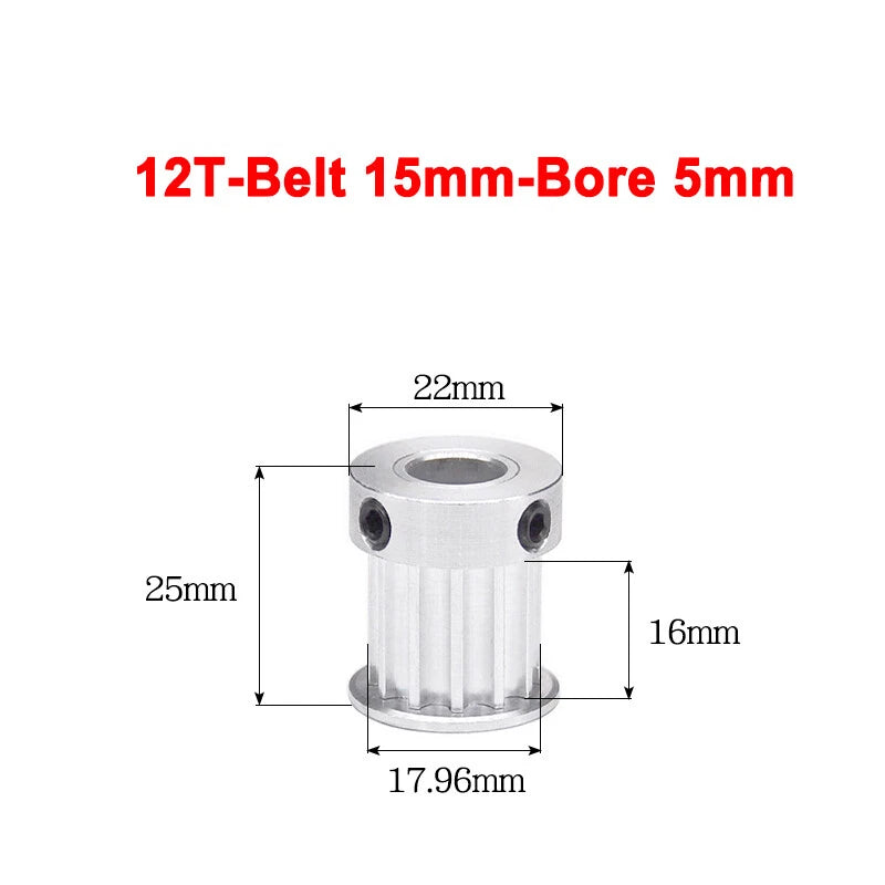 5M Timing Belt Pulley 10T 12T 14T 15T 16T 18T Bore 5mm-12mm for 15mm Width Belt