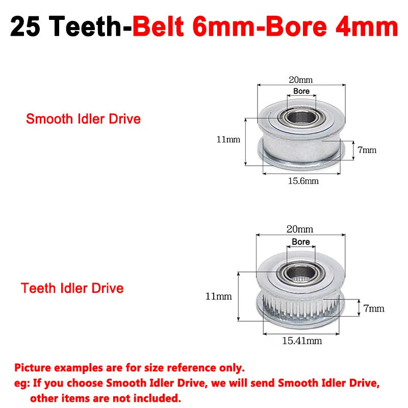 2GT Smooth-Tooth Idler Pulley 16Tooth - 40Tooth Bore 3mm 4mm 5mm 6mm 7mm 8mm