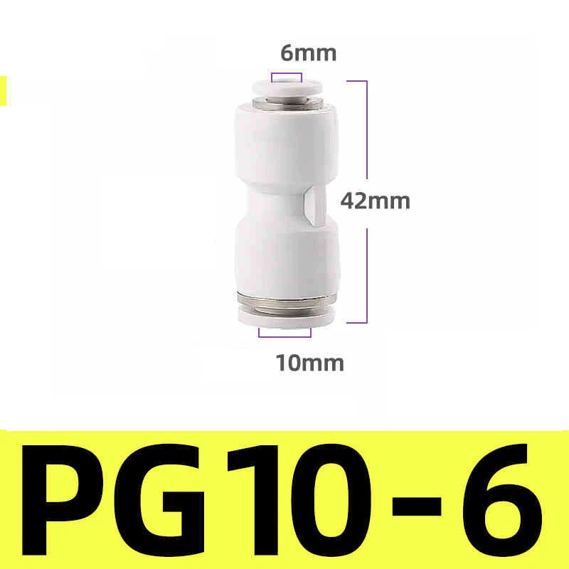 White Pneumatic Push Fit Connector Tube Pipe Joiner Air Water Lines Hose 4-16mm