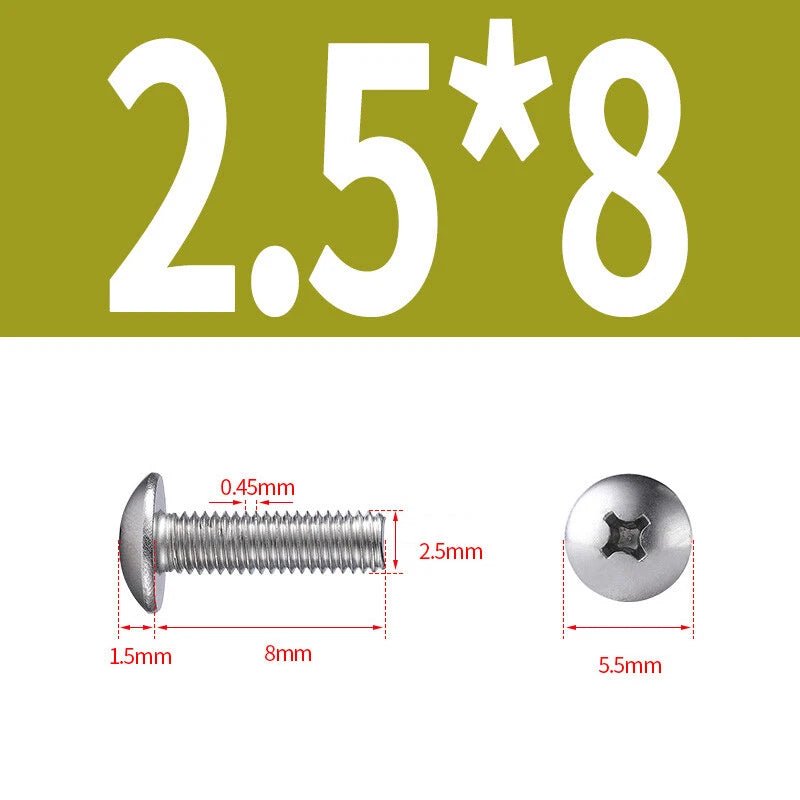 Phillips Button Head Machine Screws — Steel M2 M2.5 M3 M4 M5 M6 - HomeDIYer