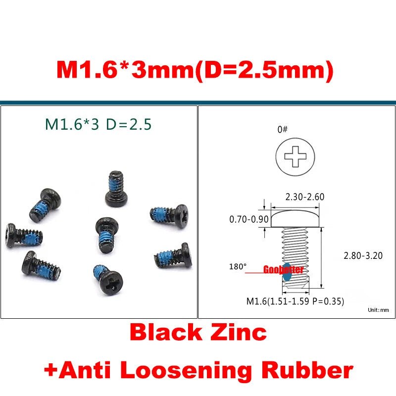 Phillips Pan Head Machine Screws M0.8 M1 M1.2 M1.4 M1.6 M1.7 — Cross Round Head Bolts, Multiple Coatings - HomeDIYer
