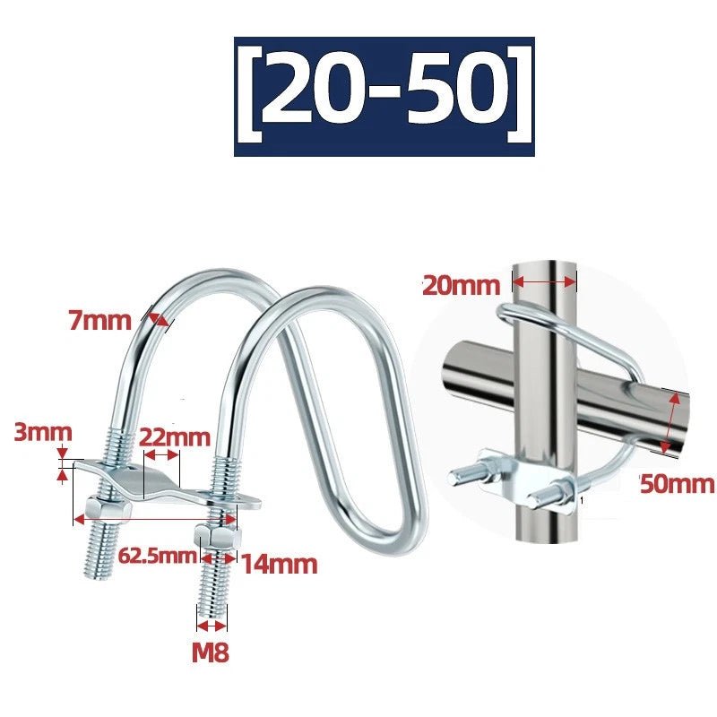 U - Bolt Pipe Clamp — Double & Single U - Shape Saddle Clamp for Greenhouse & Awning Frames - HomeDIYer