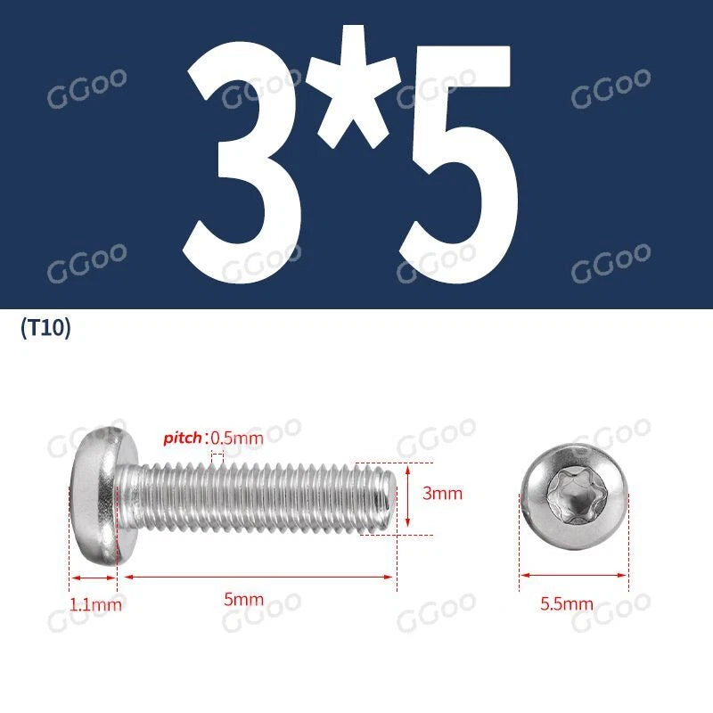 A2 Stainless Steel Torx Pan Head Machine Screws — M2 to M8, Six-Lobe Drive