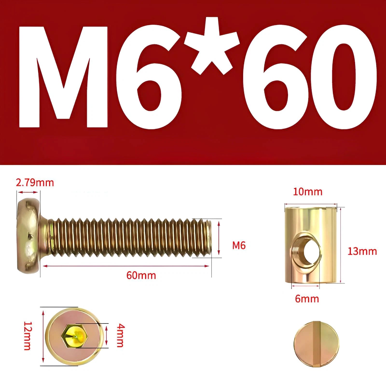 M6 M8 Galvanised Furniture Connecting Bolts with Barrel Nuts | Slotted & Phillips | 8mm–120mm