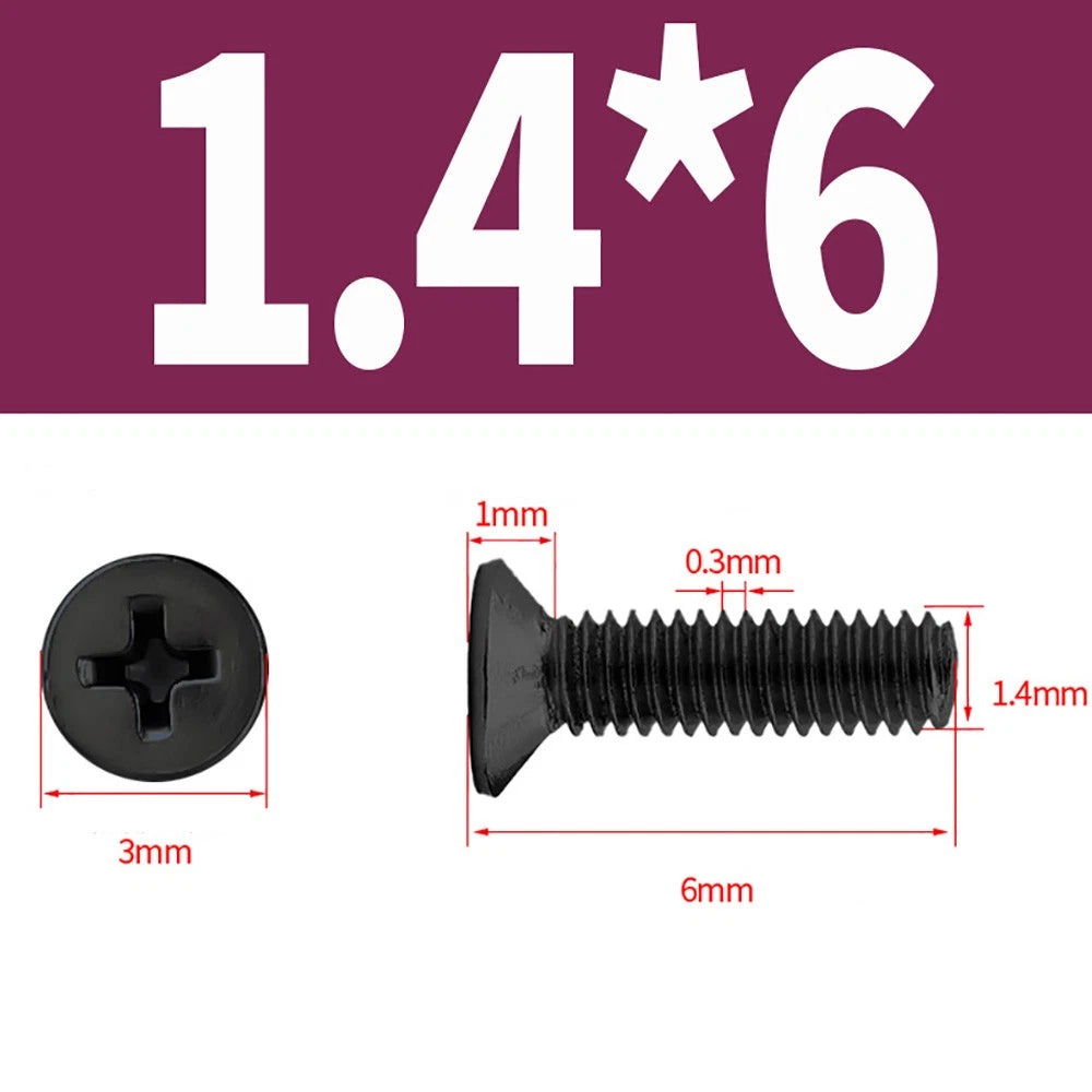 Black Phillips Flat Head Countersunk Machine Screws — Carbon Steel M1–M6